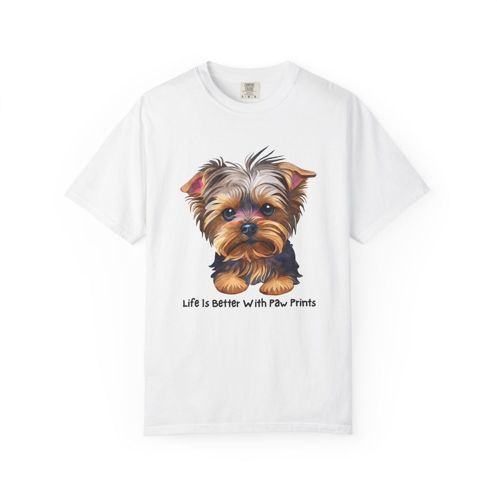 Yorkshire Terrier T-Shirt — "Life Is Better With Paw Prints" Cute Dog Tee