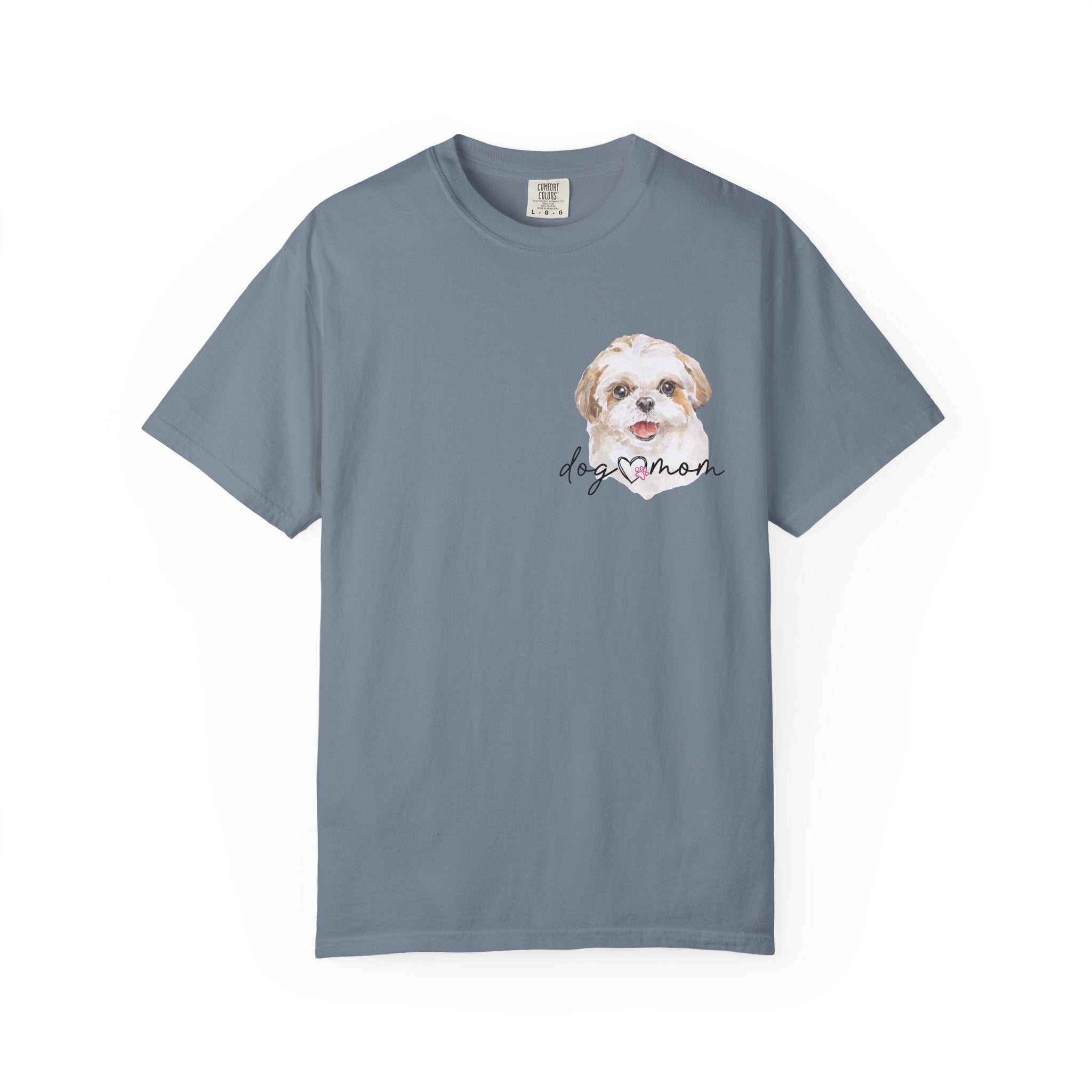 Dog Mom T-Shirt with Cute Puppy Portrait — Watercolor Dog Mom Tee