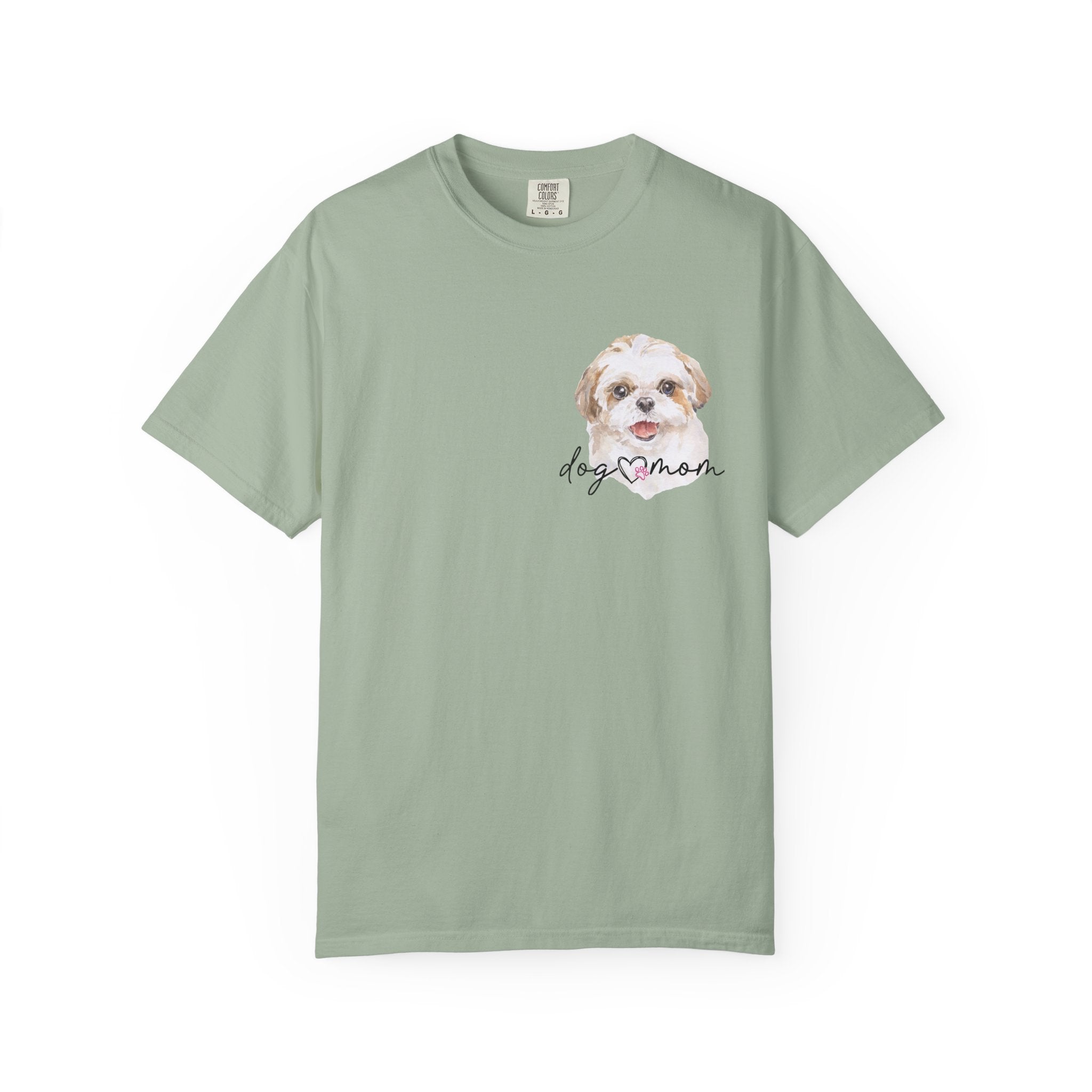 Dog Mom T-Shirt with Cute Puppy Portrait — Watercolor Dog Mom Tee
