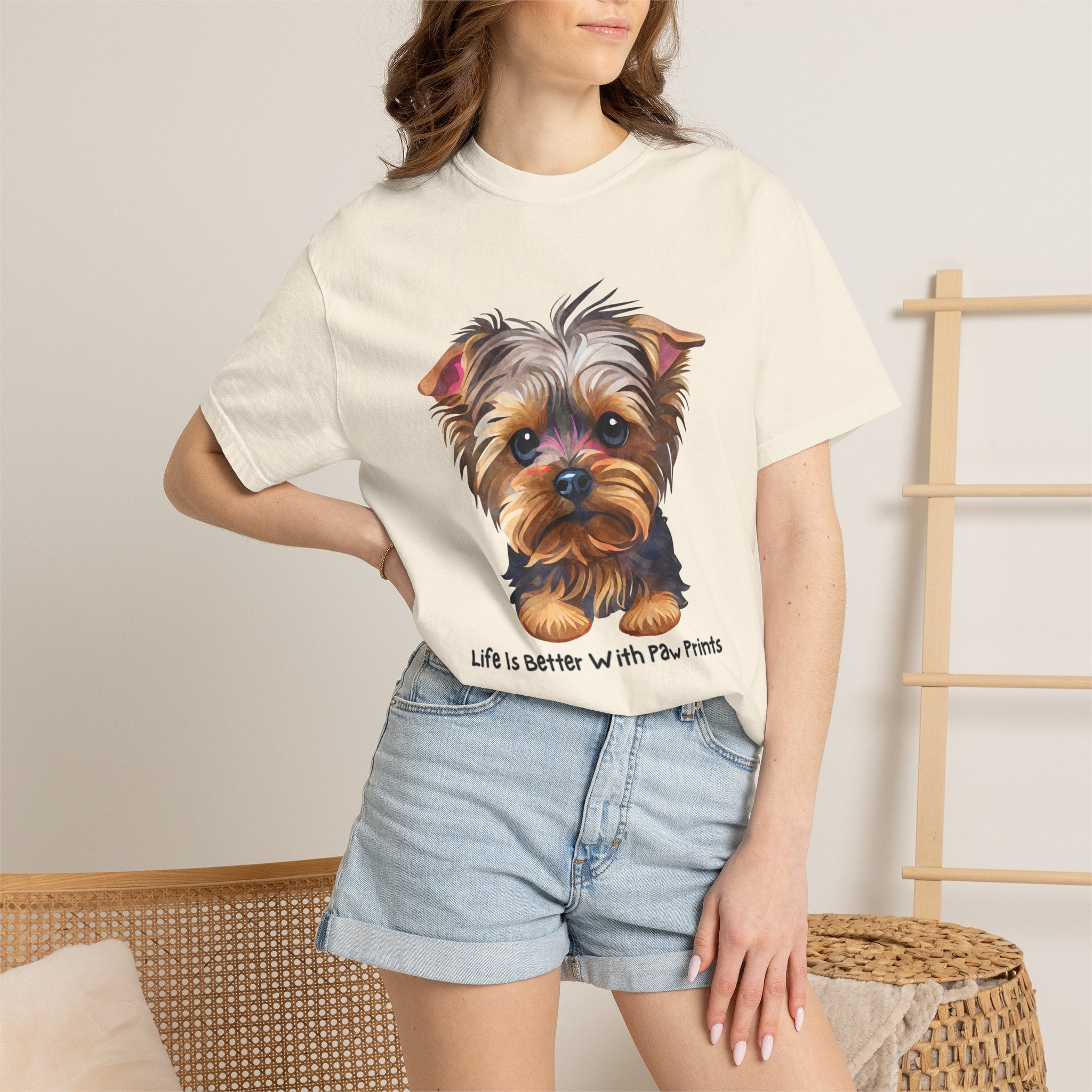 Yorkshire Terrier T-Shirt — "Life Is Better With Paw Prints" Cute Dog Tee