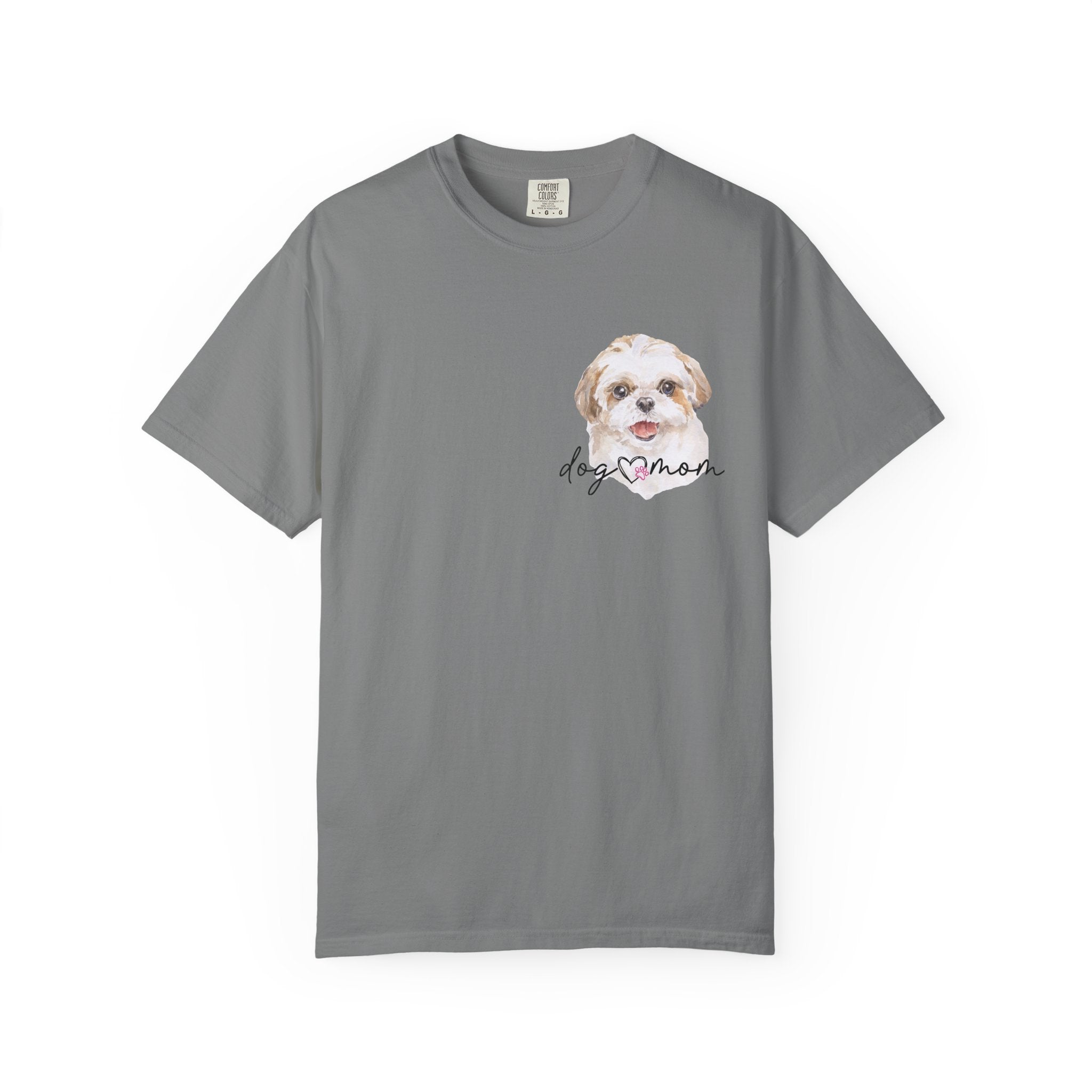 Dog Mom T-Shirt with Cute Puppy Portrait — Watercolor Dog Mom Tee