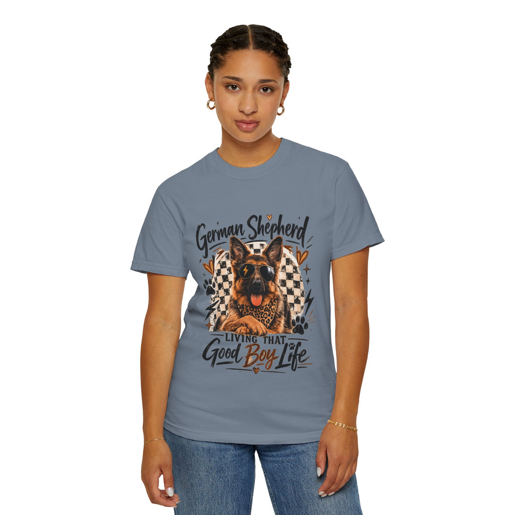 German Shepherd T-Shirt — "Living That Good Boy Life" Dog Lover Tee