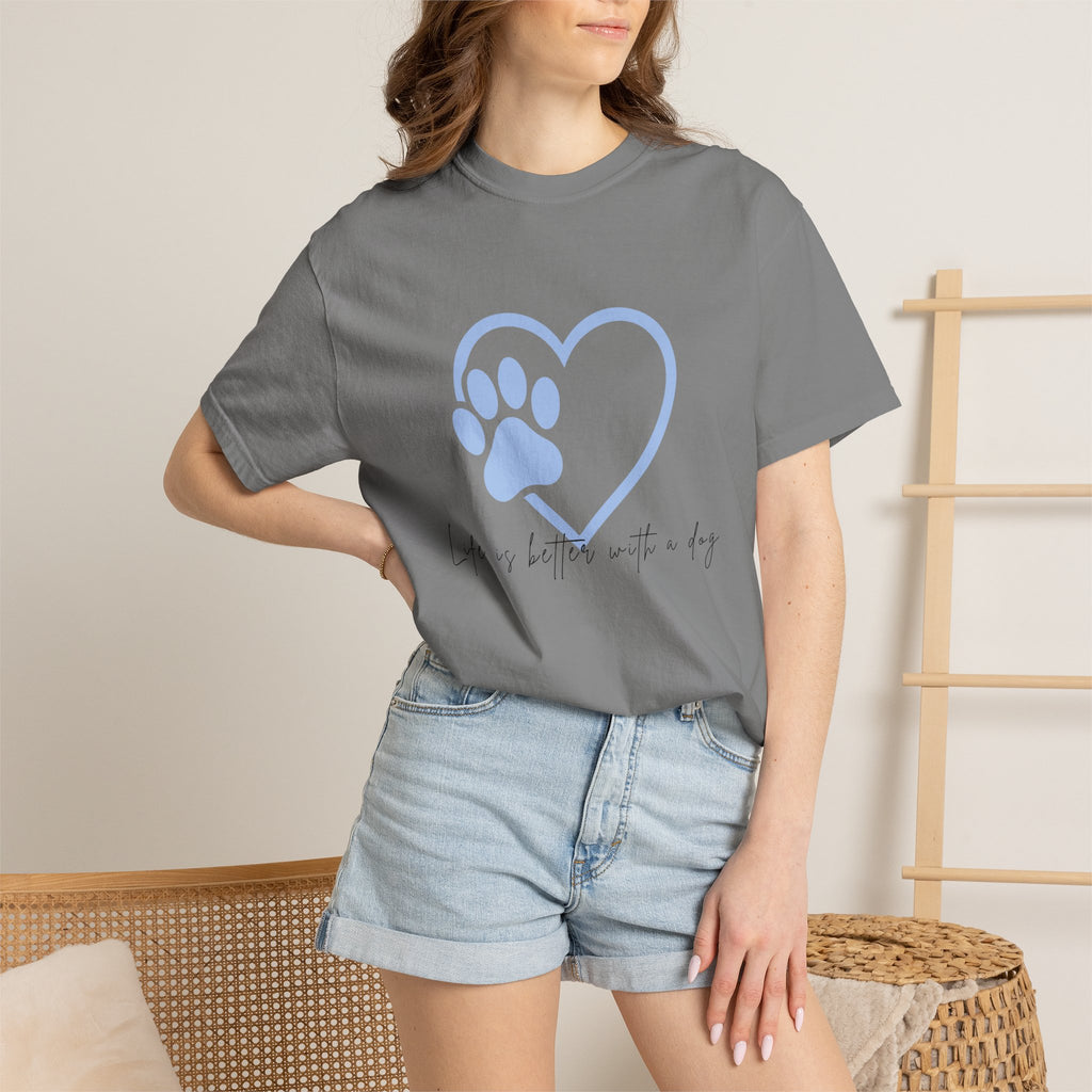 Heart Paw T-Shirt — "Life is Better with a Dog" Casual Tee