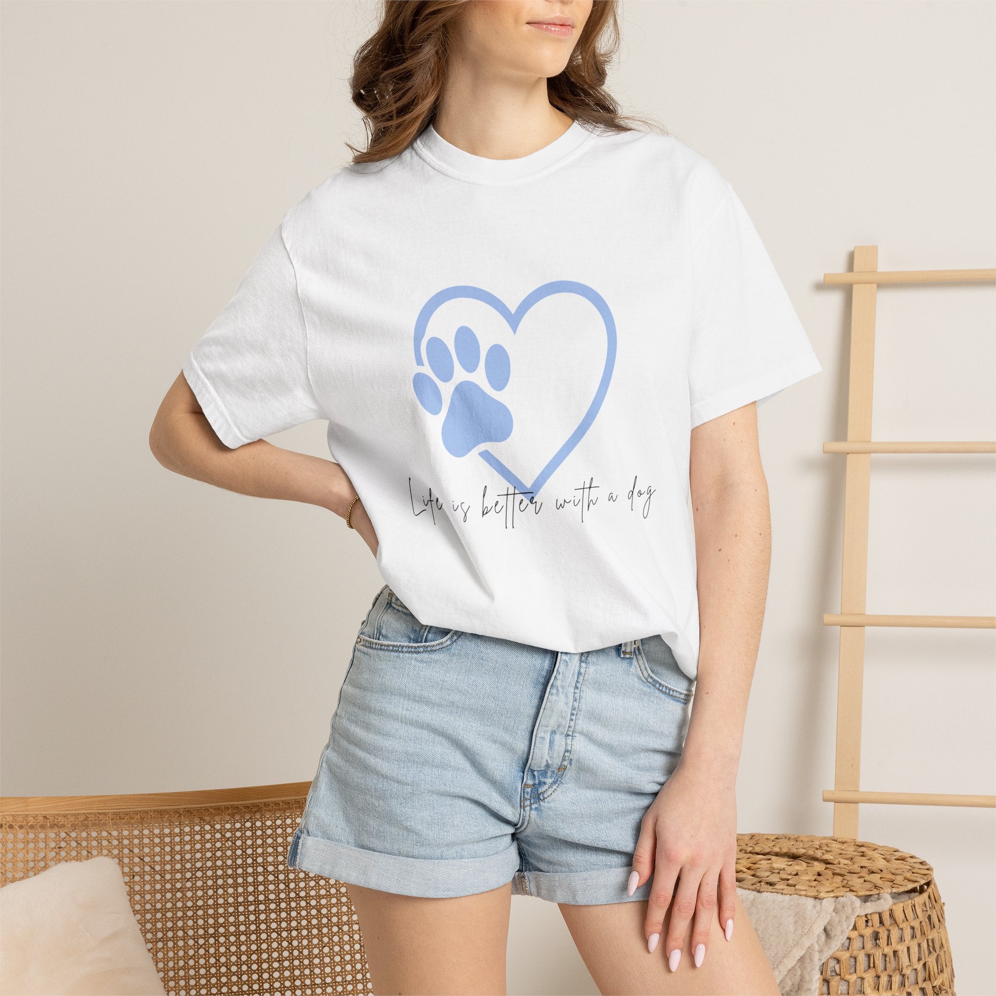 Heart Paw T-Shirt — "Life is Better with a Dog" Casual Tee