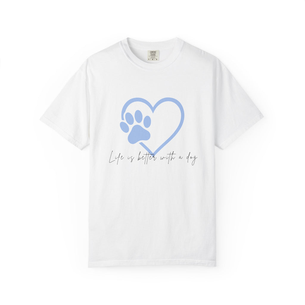 Heart Paw T-Shirt — "Life is Better with a Dog" Casual Tee