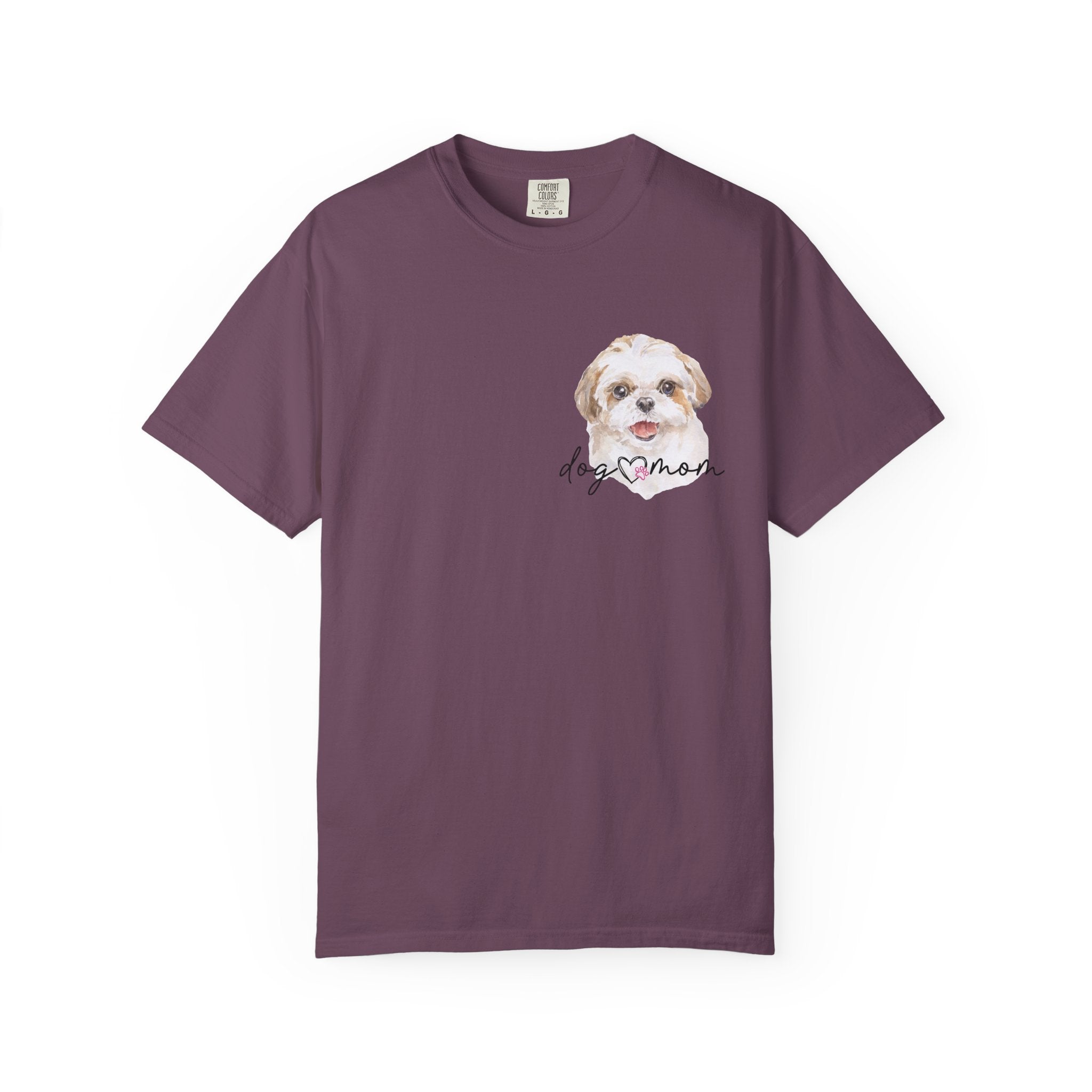 Dog Mom T-Shirt with Cute Puppy Portrait — Watercolor Dog Mom Tee