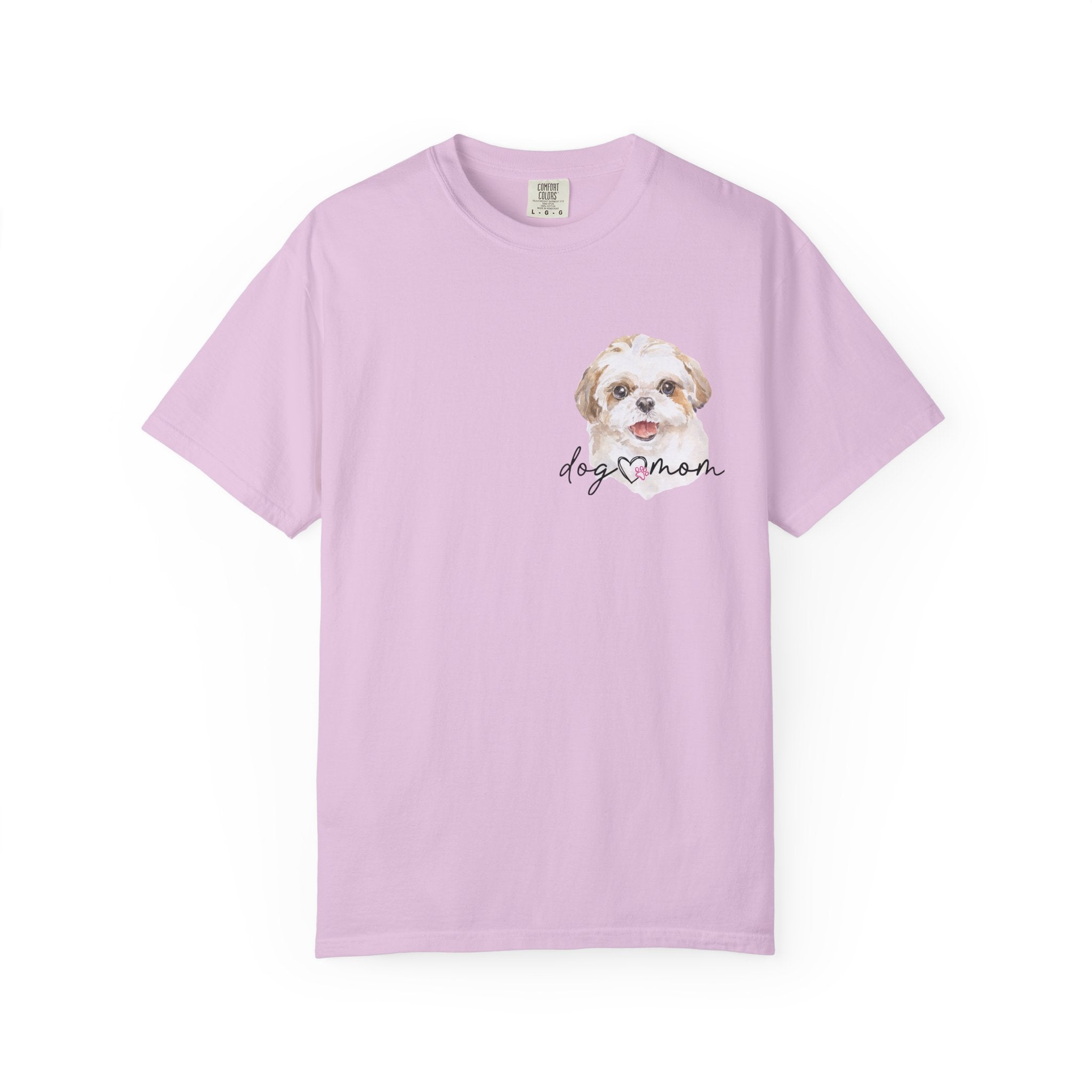Dog Mom T-Shirt with Cute Puppy Portrait — Watercolor Dog Mom Tee